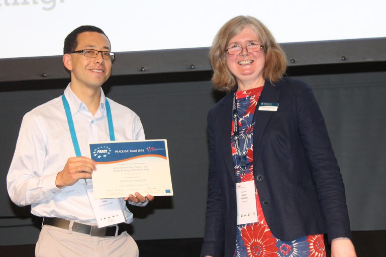 PRACE ISC Award 2016: winnerJames King, University of Utah and Alison Kennedy, Chair of PRACE BoD