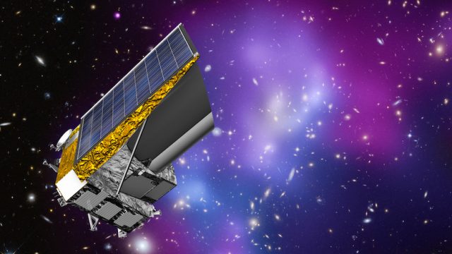 An illustration of the Euclid spacecraft and telescope.