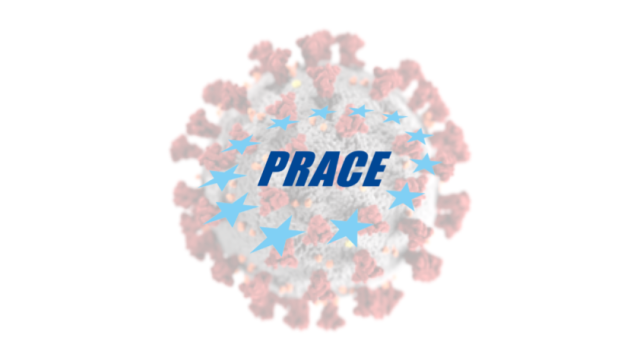PRACE logo on virus imagery