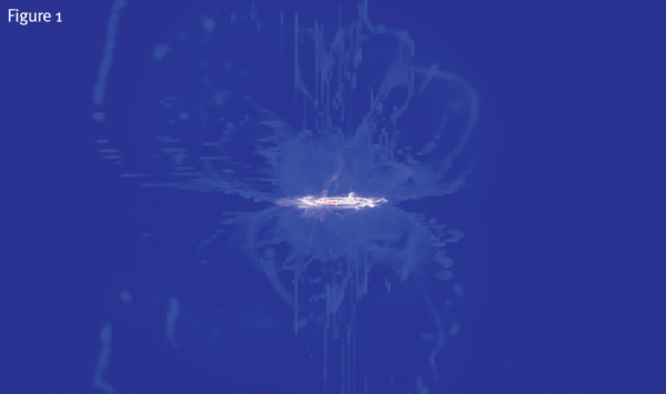 This visualisation is a zoom, where only the disk and the stellar outflows are visible.