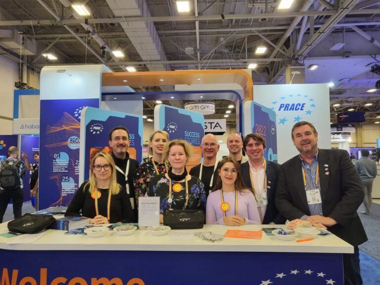 PRACE booth staff photo at SC 2022 in Dallas